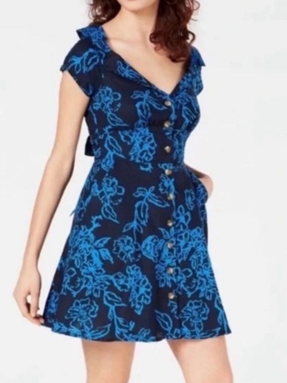 Free People A Thing Called Love Floral Button Front Dress